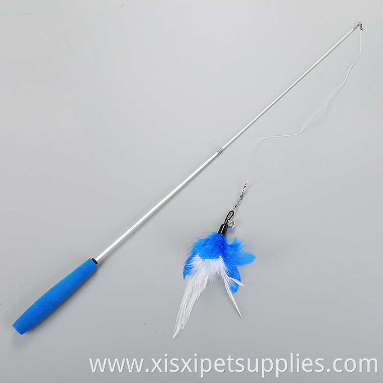 Colorful New Design Fishing Rod Cat Feather Wand Cat Teaser Stick Toy
